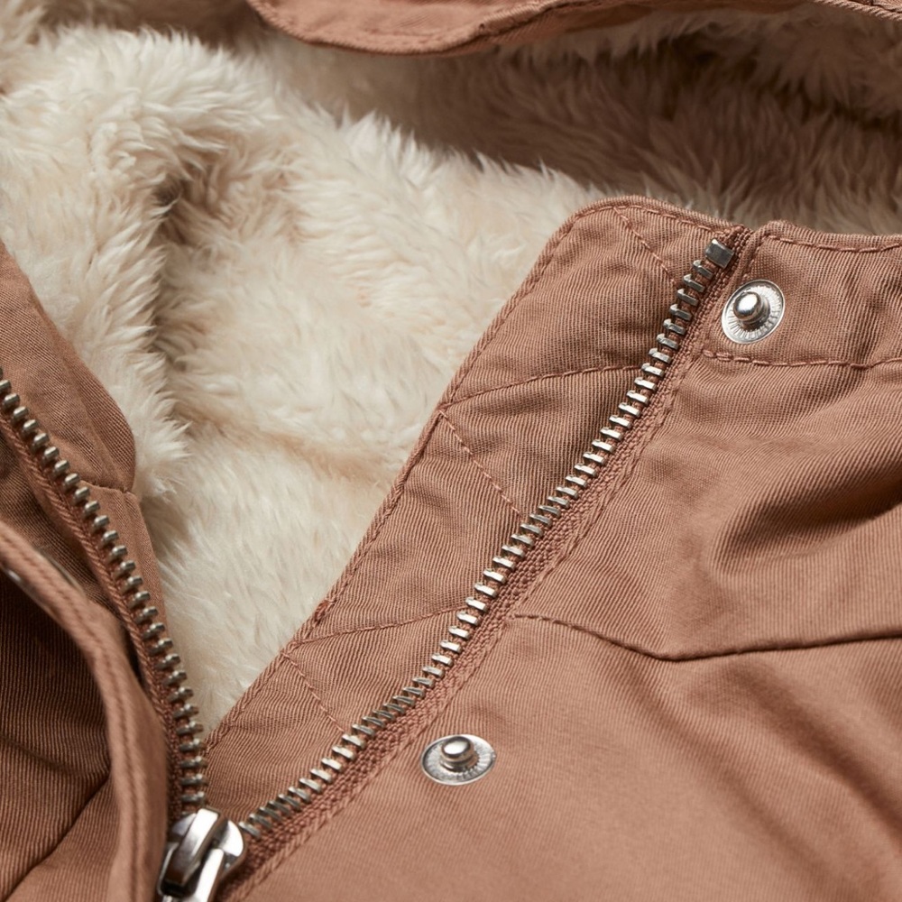 COPY - Faux shearling lined parka dark beige (rose)